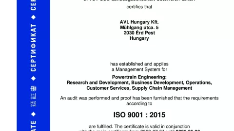 AVL Hungary Kft_Erd Pest_ISO 9001_Q1530569  N012-05
