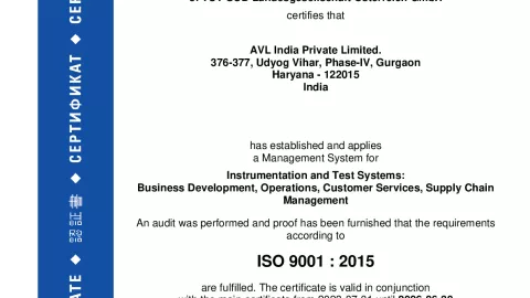 AVL India Pvt. Ltd_Gurgaon_ISO 9001_Q1530569 022-00