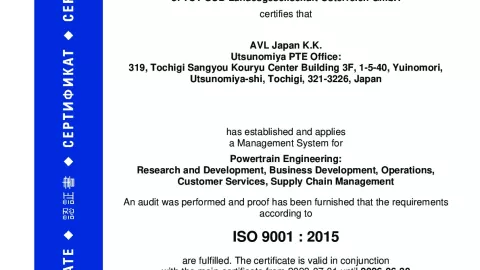 AVL Japan K.K_Utsunomiya PTE_ISO 9001_Q1530569 007-13