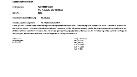 AVL DiTEST GmbH_Graz_Accreditation as Calibration Laboratory_ISO 17025_0636 